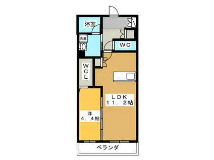 メゾンドニーム寿町(1LDK/4階)の間取り写真
