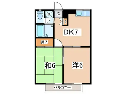 エステートピア遊(2DK/2階)の間取り写真