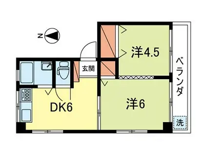 浅賀マンション(2DK/4階)の間取り写真