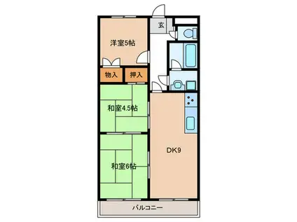 ライオンズマンション神戸明泉寺(3DK/1階)の間取り写真