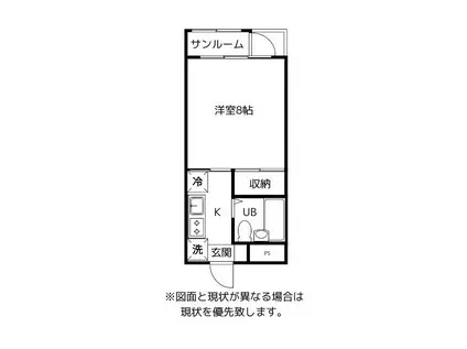 グリーンヒルズ1号館(1K/2階)の間取り写真