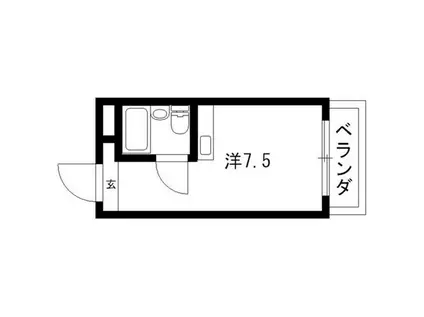 ビラ三秀神村(ワンルーム/3階)の間取り写真