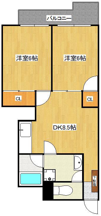 名古屋ビル(2DK/5階)の間取り写真