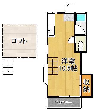 マーサハイツII(ワンルーム/2階)の間取り写真
