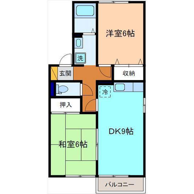 シャルマン96(2DK/1階)の間取り写真