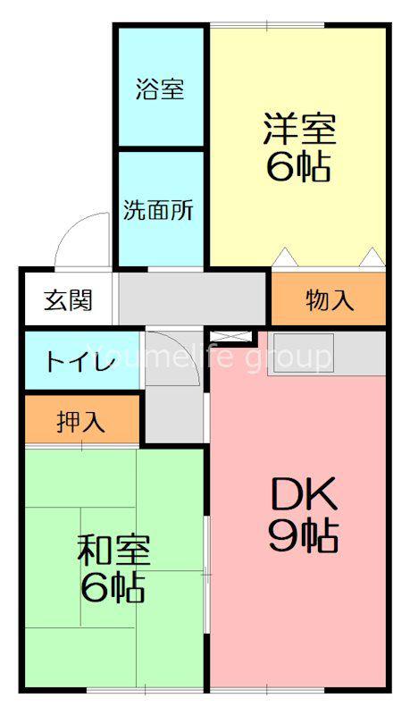 ビッグフィールド(2DK/2階)の間取り写真