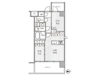 シーズンフラッツ木場(2LDK/3階)の間取り写真