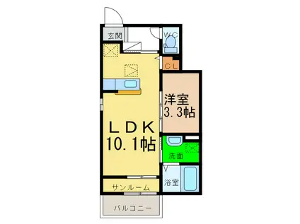 ボヌールA・B(1LDK/1階)の間取り写真