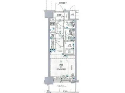 エスリード神戸兵庫駅アクアヴィラ(1K/2階)の間取り写真