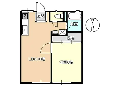 エトワール東岡山II(1LDK/1階)の間取り写真