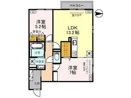 ブラン シャレム(2LDK/1階)の間取り写真