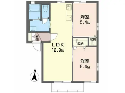 ヤマトハイツIIB(2LDK/1階)の間取り写真