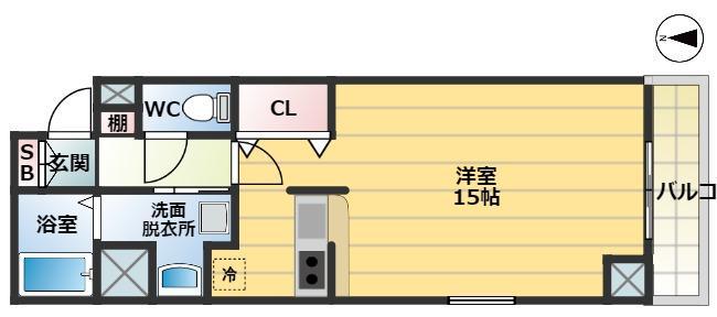 ベローナ(ワンルーム/5階)の間取り写真