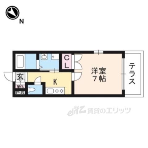 フォルジェ嵐山(1K/1階)の間取り写真