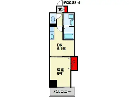 THE SQUARE・SUITE RESIDENCE(1DK/5階)の間取り写真