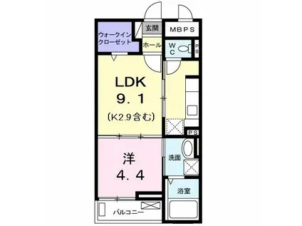 サンリット スクエア(1LDK/1階)の間取り写真