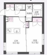 AULII NAKAMEGURO(1DK/3階)の間取り写真