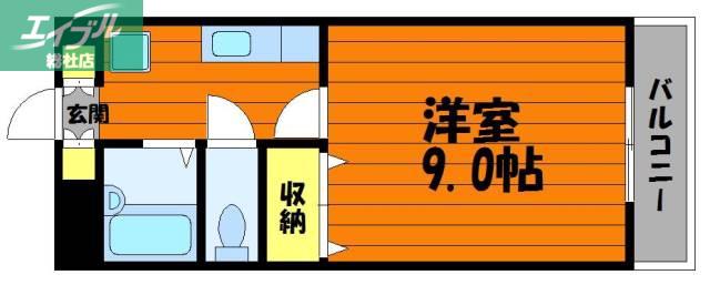 ジュネス沖新(1K/4階)の間取り写真