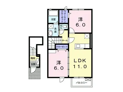 シャルマンジャンIIIC(2LDK/2階)の間取り写真