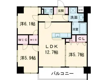 F・STAGE折尾(3LDK/3階)の間取り写真