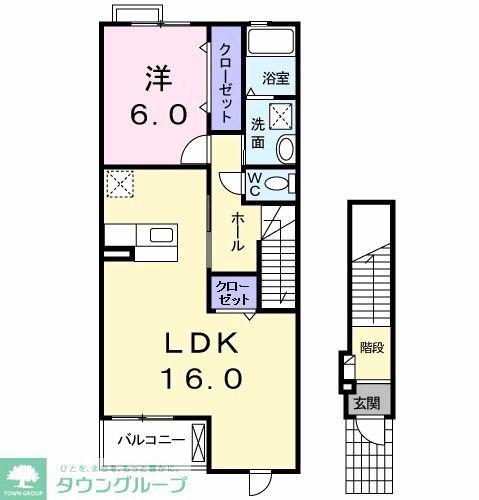サンライトヒルズA(1LDK/2階)の間取り写真