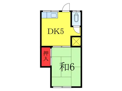 曽根荘(1DK/2階)の間取り写真