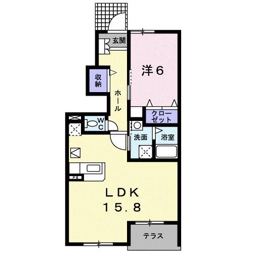 ル コルヌイエB(1LDK/1階)の間取り写真