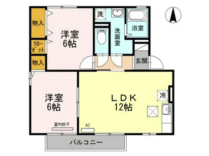 アルカディア A棟(2LDK/1階)の間取り写真