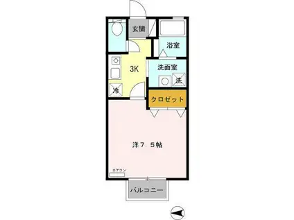 グランシャリオY(1K/2階)の間取り写真