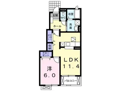 アルバ III(1LDK/1階)の間取り写真