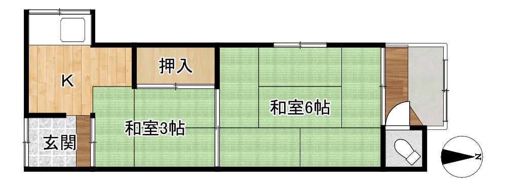 谷口文化(2K/1階)の間取り写真