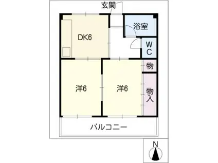 マンションコロク(2DK/2階)の間取り写真