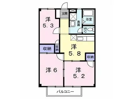 シャトレーゼ清水(3K/1階)の間取り写真