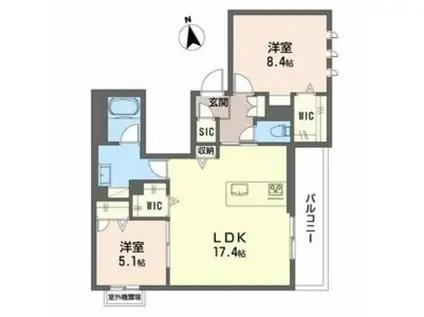 プレミアス鳳II(2LDK/2階)の間取り写真
