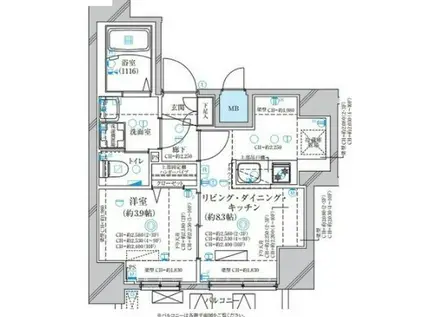 ディアレイシャス名古屋中村公園II(1LDK/2階)の間取り写真