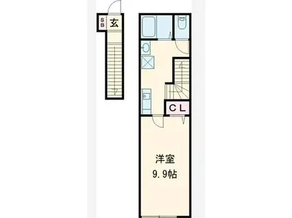 OLIVE TERRACE西亀有(1K/2階)の間取り写真