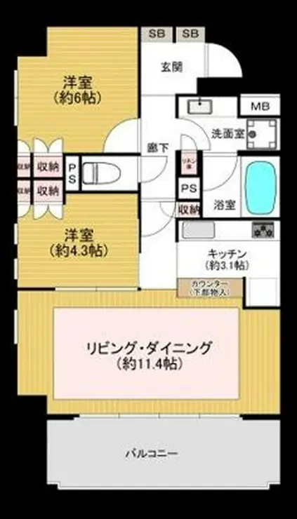 ザ・パークハウスアーバンス三軒茶屋 3階階 間取り