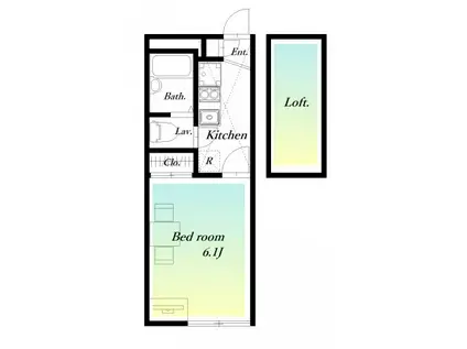 レオパレスフェイバーフィールド(1K/2階)の間取り写真