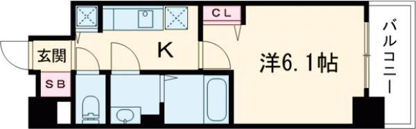 プレサンス新神戸駅前(1K/3階)の間取り写真
