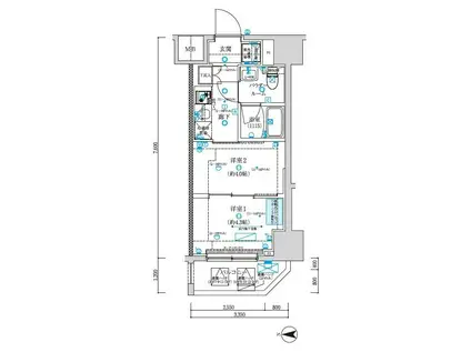 スパシエ蒲田グランドタワー(2K/14階)の間取り写真