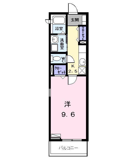 ボンヌシャンスF(1K/2階)の間取り写真