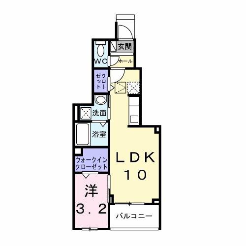 ルラシオン(1LDK/1階)の間取り写真