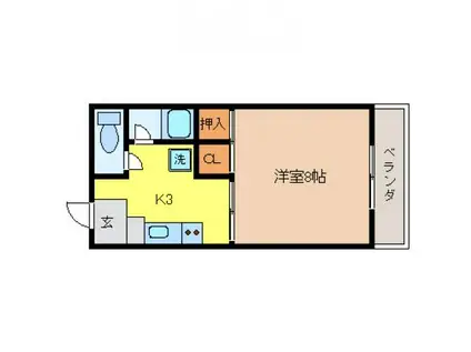 浅原コーポI(1K/2階)の間取り写真