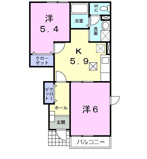 日向ハイツ(2K/1階)の間取り写真