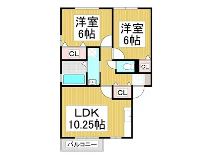リビングタウン砂払 D(2LDK/1階)の間取り写真