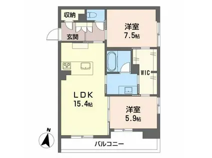 LUANA KAMISUGI(2LDK/4階)の間取り写真