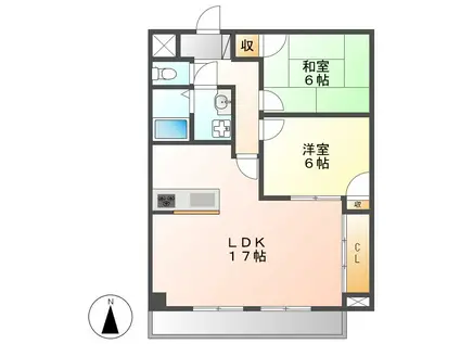 サニーハイツ林(2LDK/9階)の間取り写真