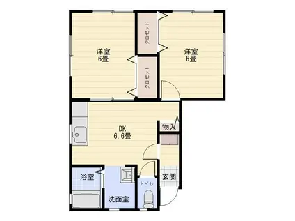 MOGIハイツ(2DK/1階)の間取り写真