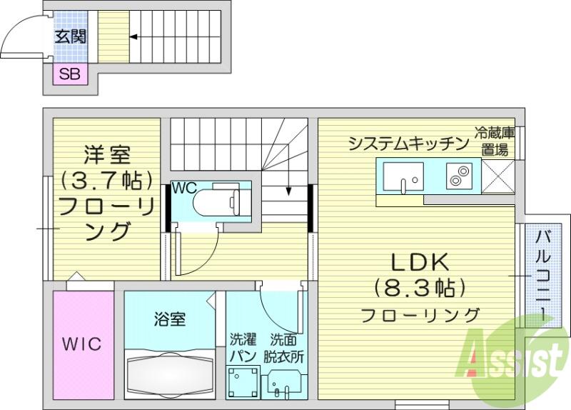 セフィラ上杉(1LDK/2階)の間取り写真