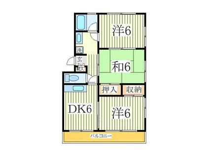 コーポラス・オネスト(3DK/2階)の間取り写真